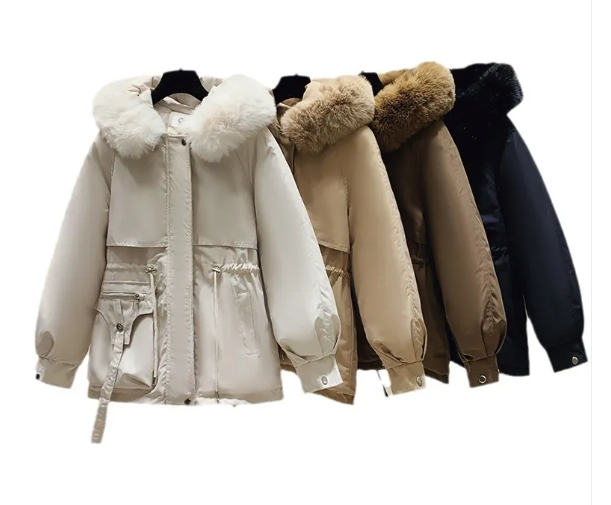 Women’s Hooded Puffer Jacket – Slimming Fleece-Lined