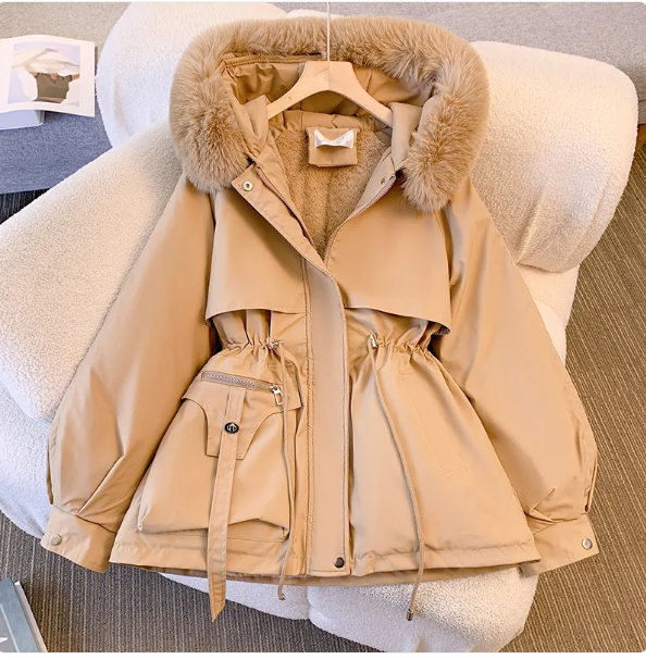 Women’s Hooded Puffer Jacket – Slimming Fleece-Lined