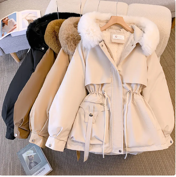 Women’s Hooded Puffer Jacket – Slimming Fleece-Lined