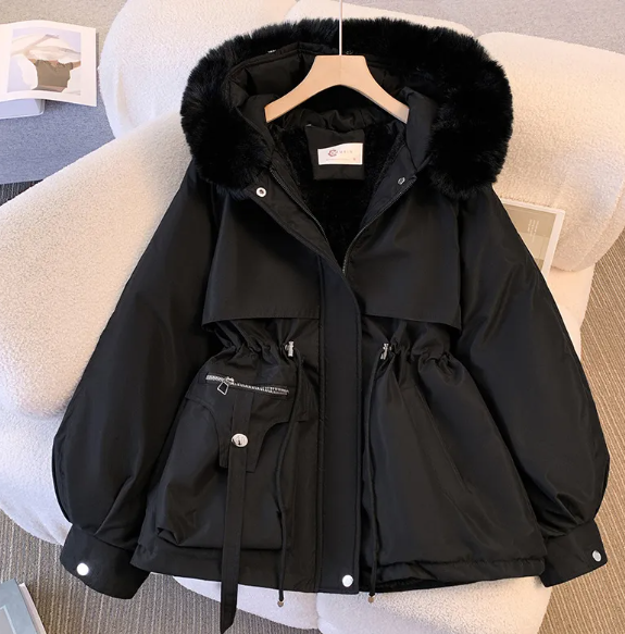 Women’s Hooded Puffer Jacket – Slimming Fleece-Lined