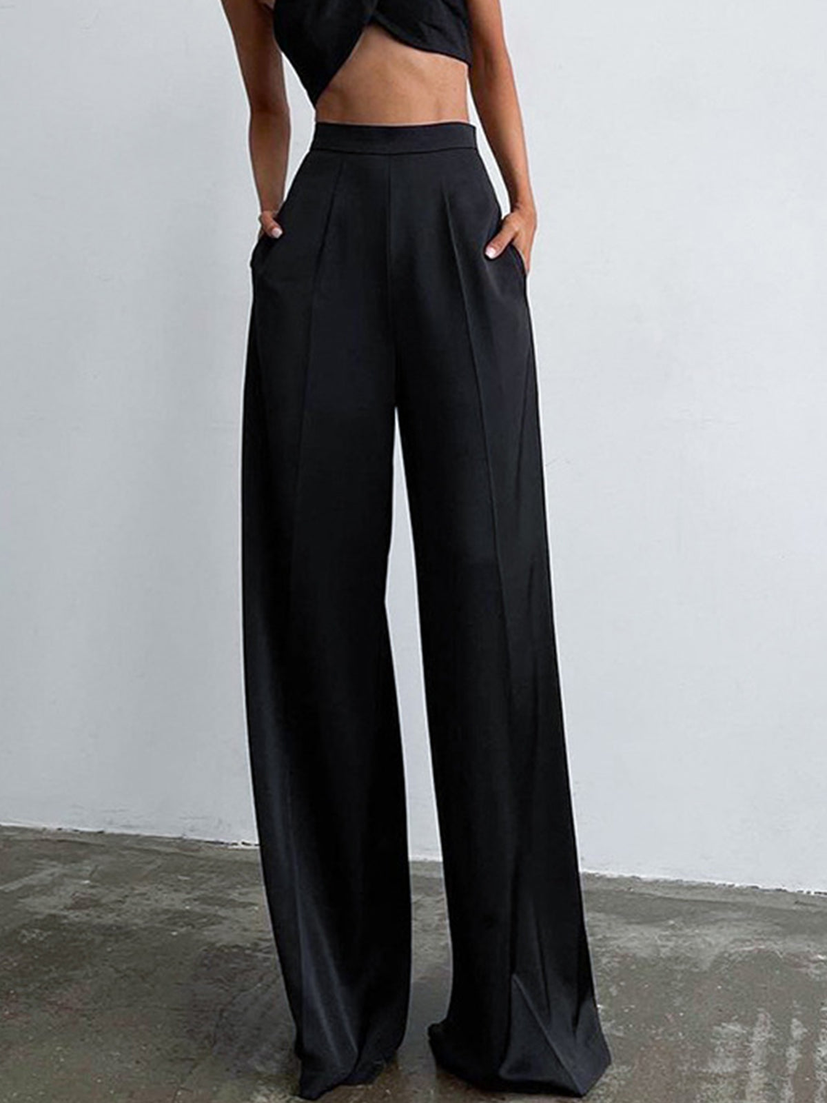 Luxe Satin Wide-Leg Trousers with Oversized Fit