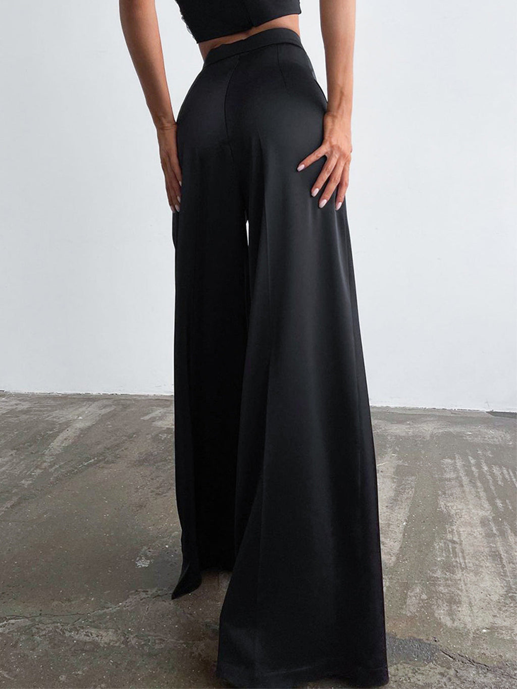 Luxe Satin Wide-Leg Trousers with Oversized Fit