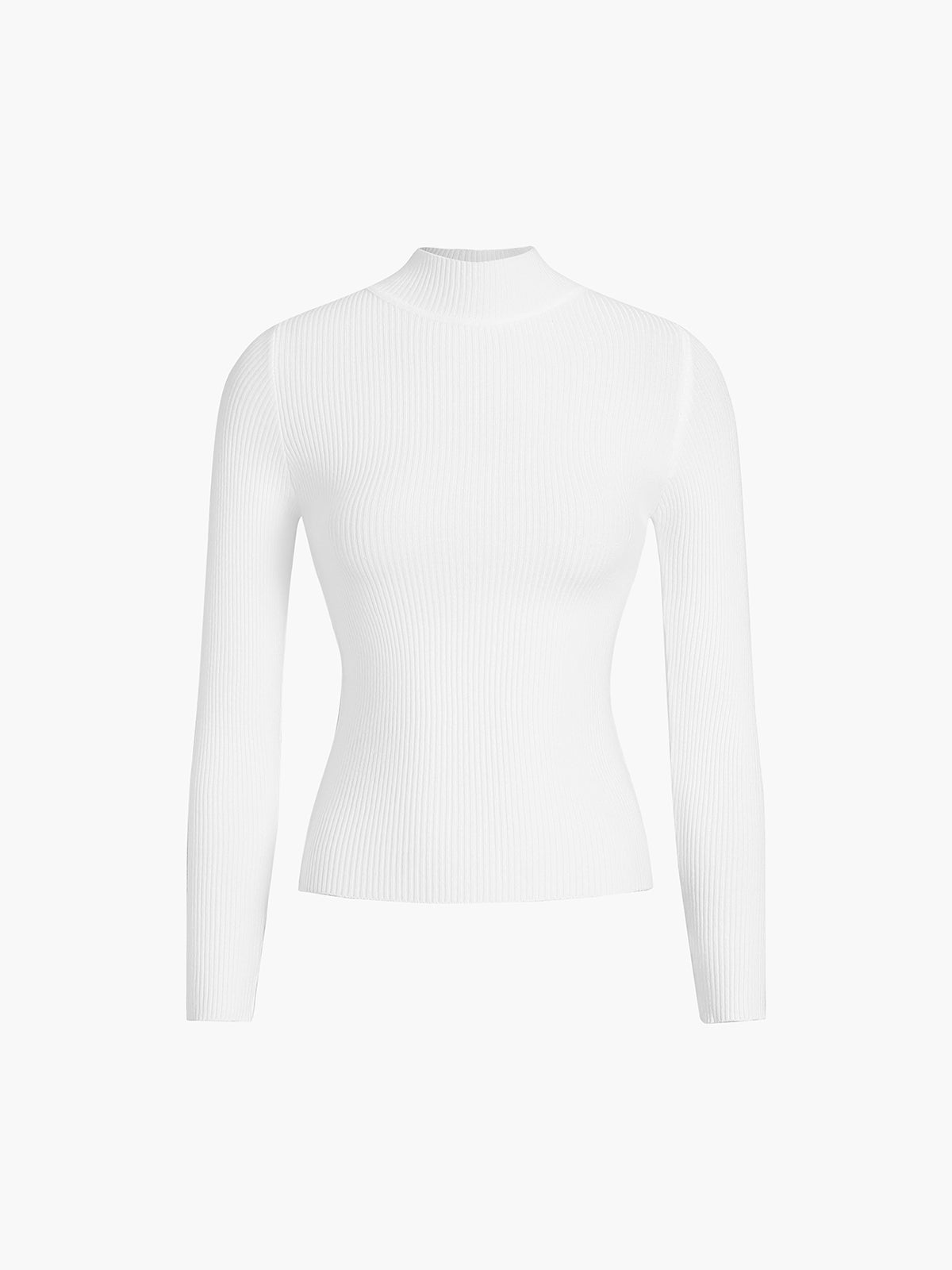 Ribbed Mock Neck Long Sleeve Knit Top