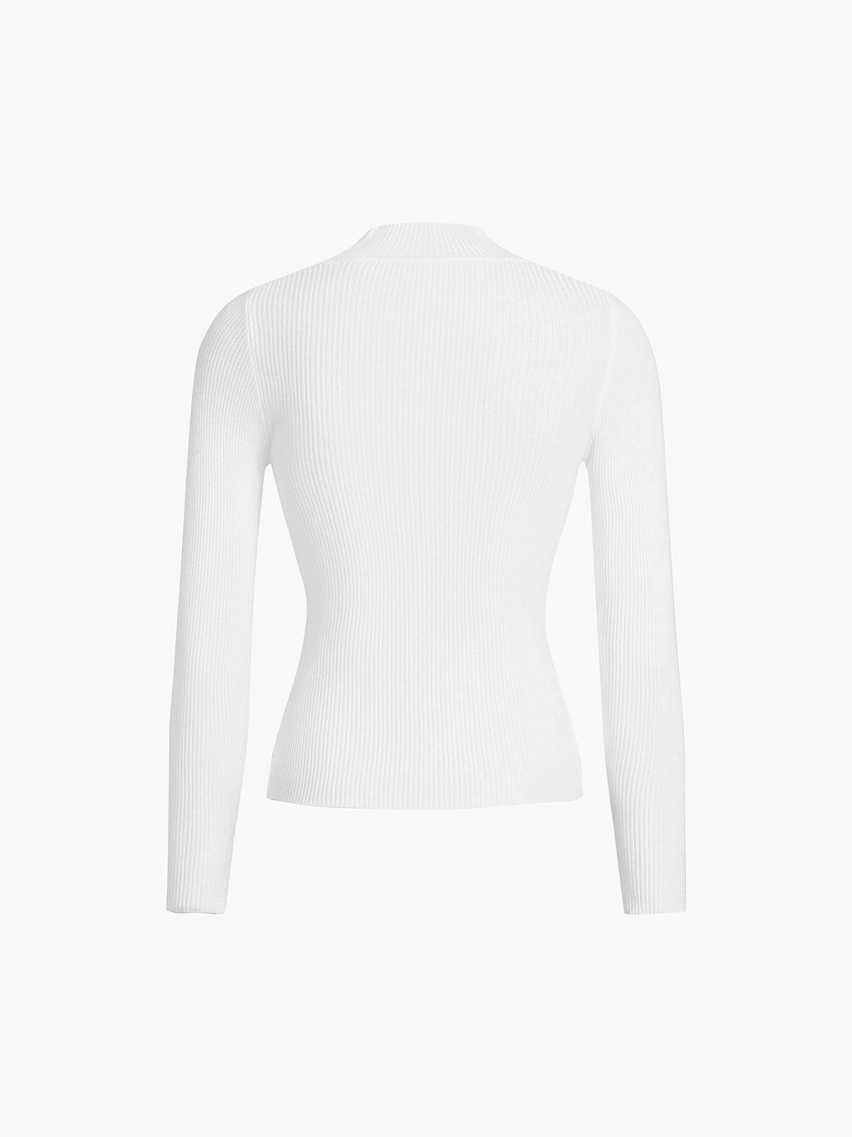 Ribbed Mock Neck Long Sleeve Knit Top