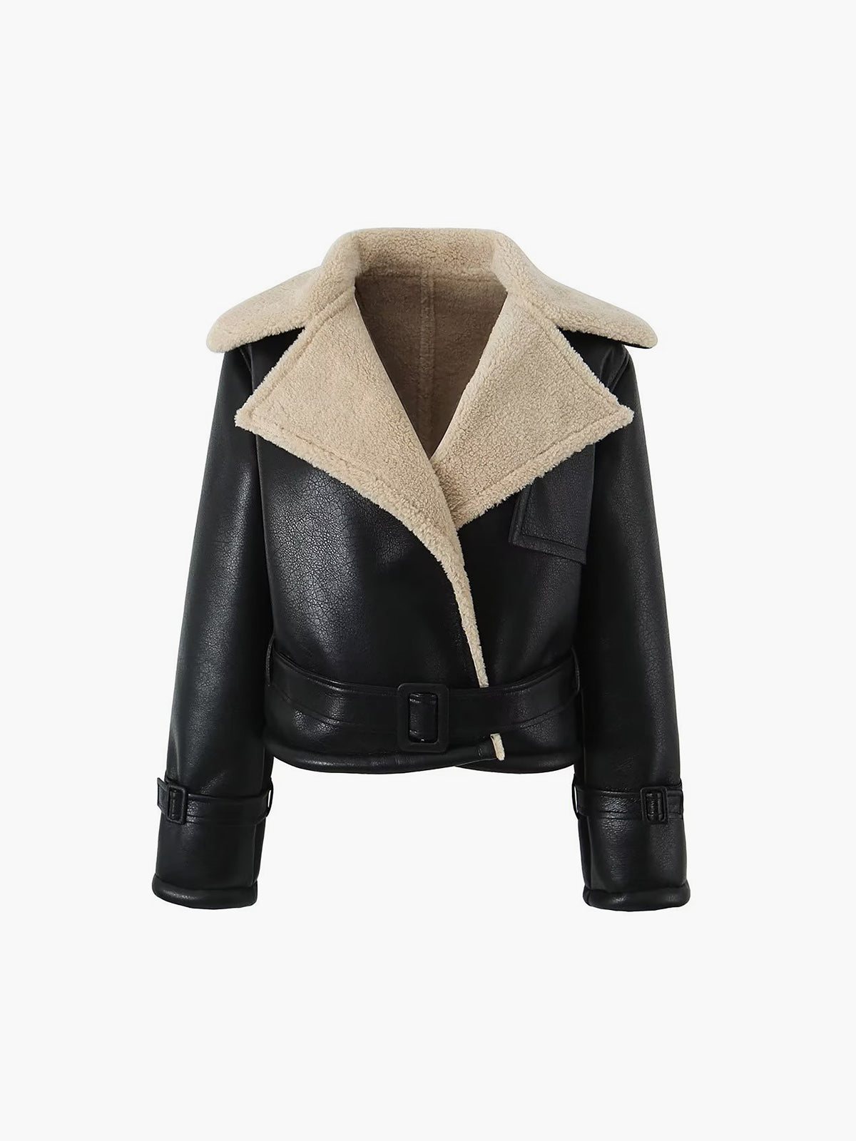 Luxe Shearling-Lined Leather Flight Jacket