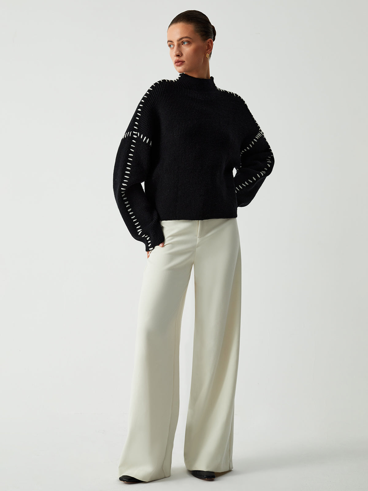 Cozy Oversized Mock Neck Knit Sweater