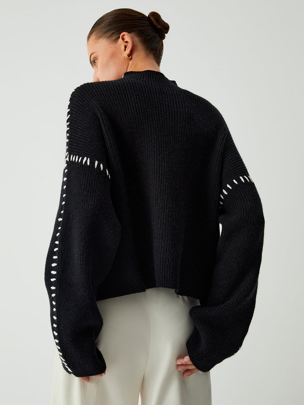 Cozy Oversized Mock Neck Knit Sweater