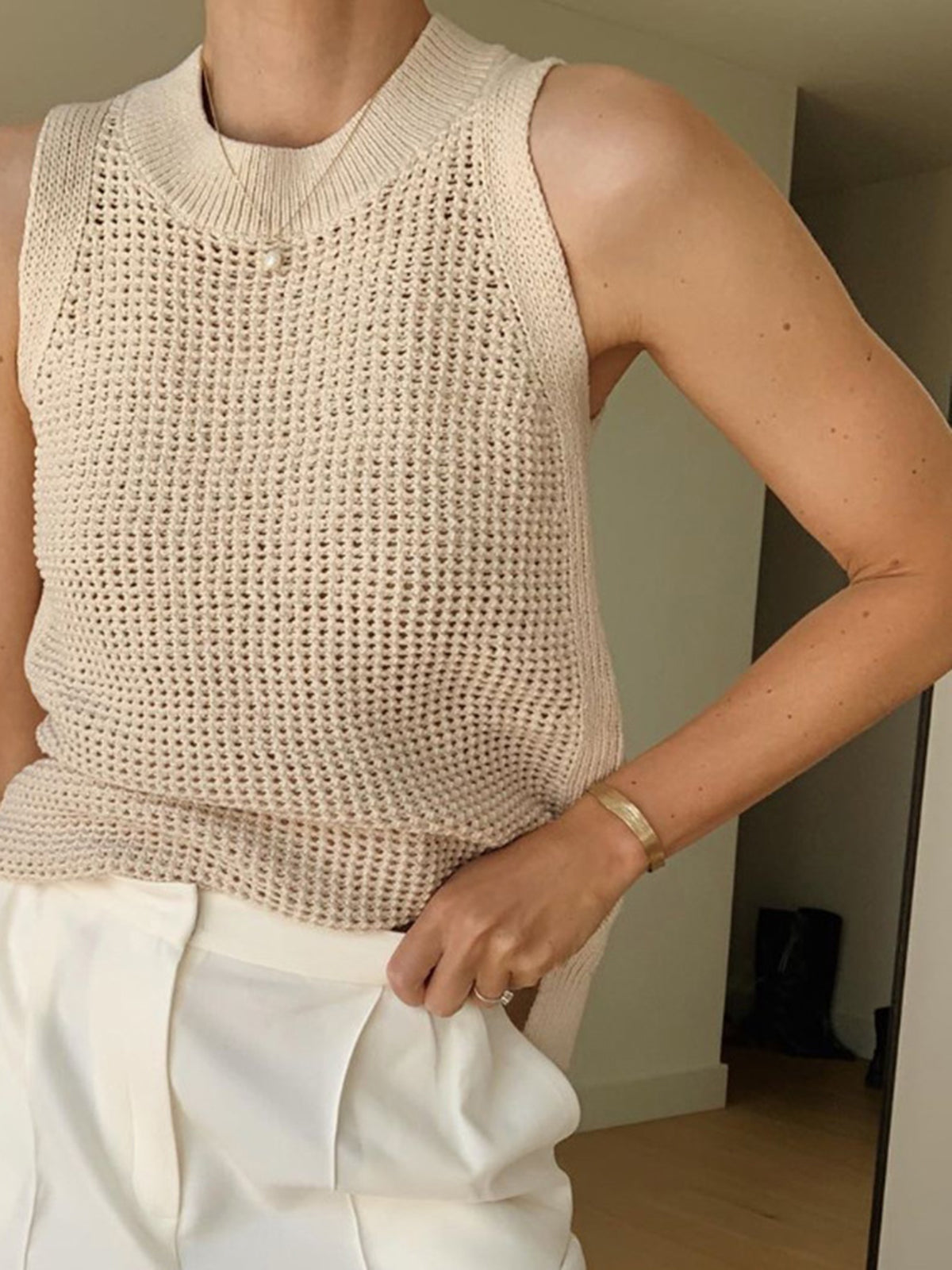 Chic Hollow Knit Tank Top