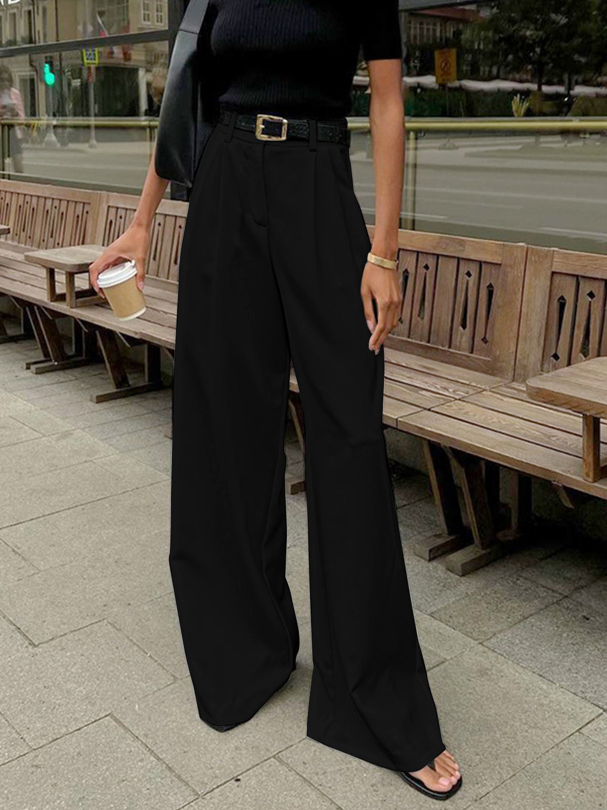 Chic High-Waisted Wide Leg Trousers