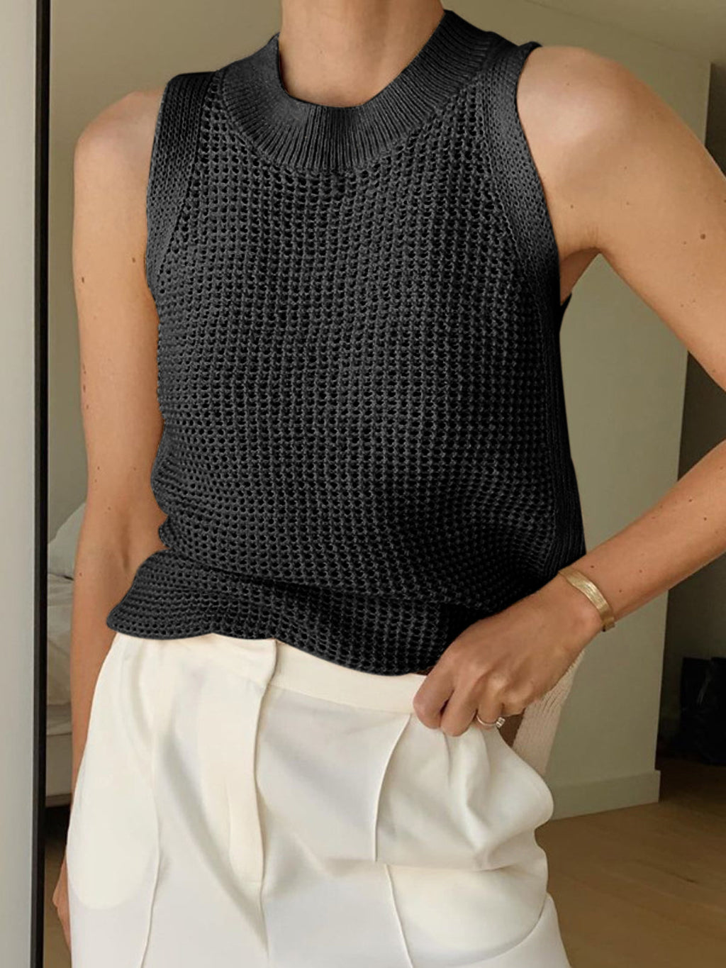 Chic Hollow Knit Tank Top