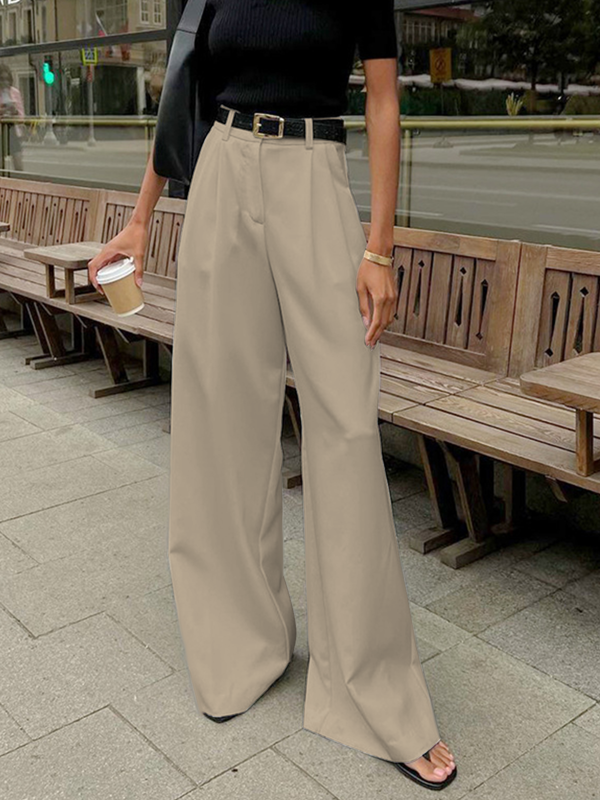 Chic High-Waisted Wide Leg Trousers