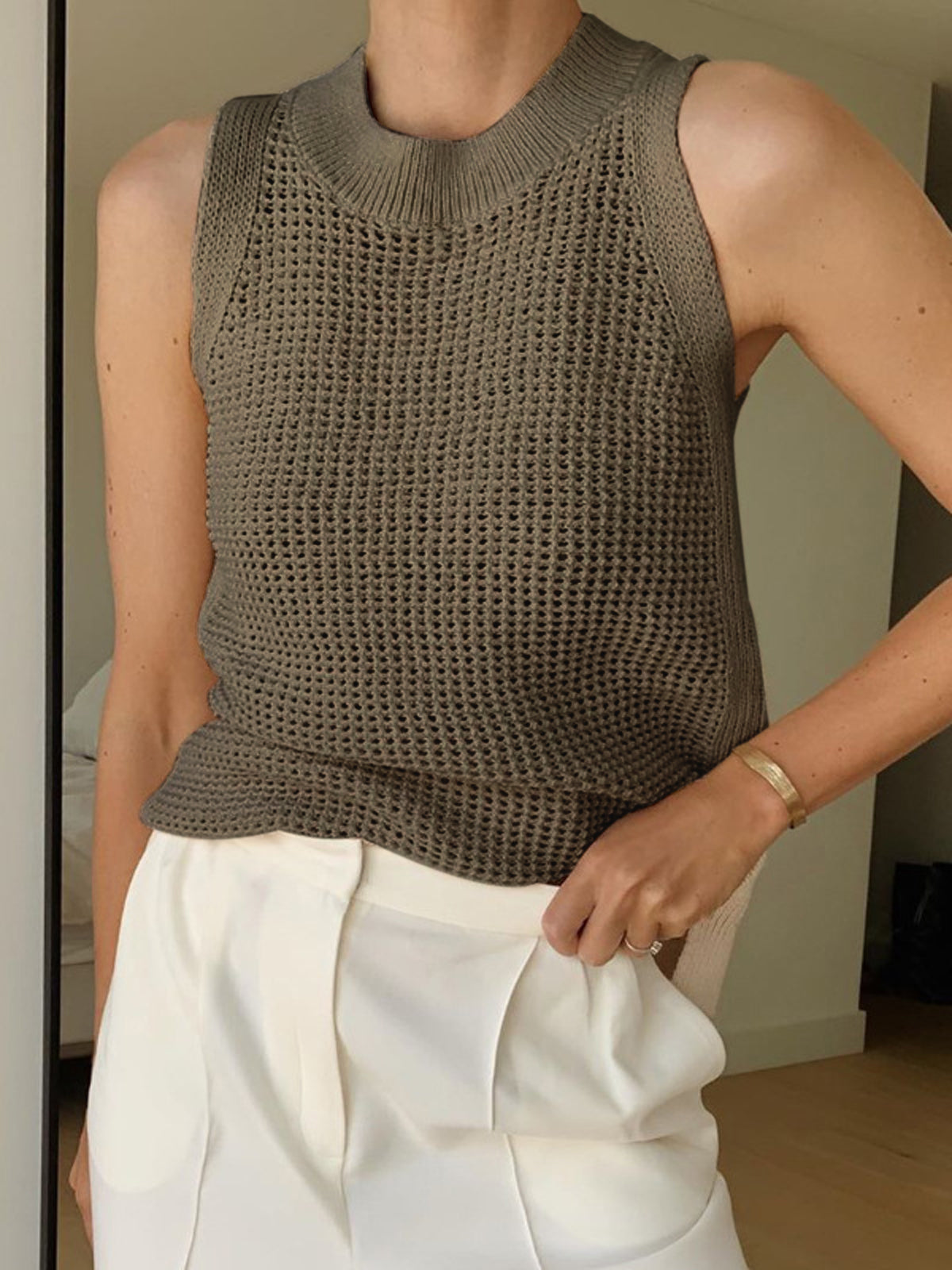Chic Hollow Knit Tank Top
