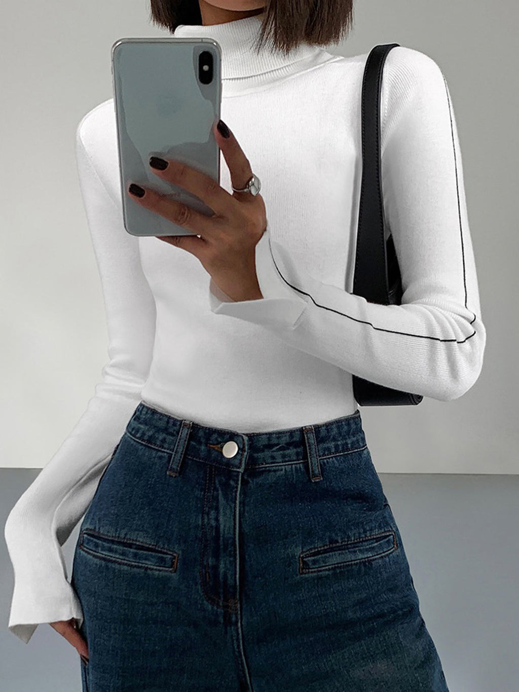 Turtleneck Sweater with Contrast Piping Detail