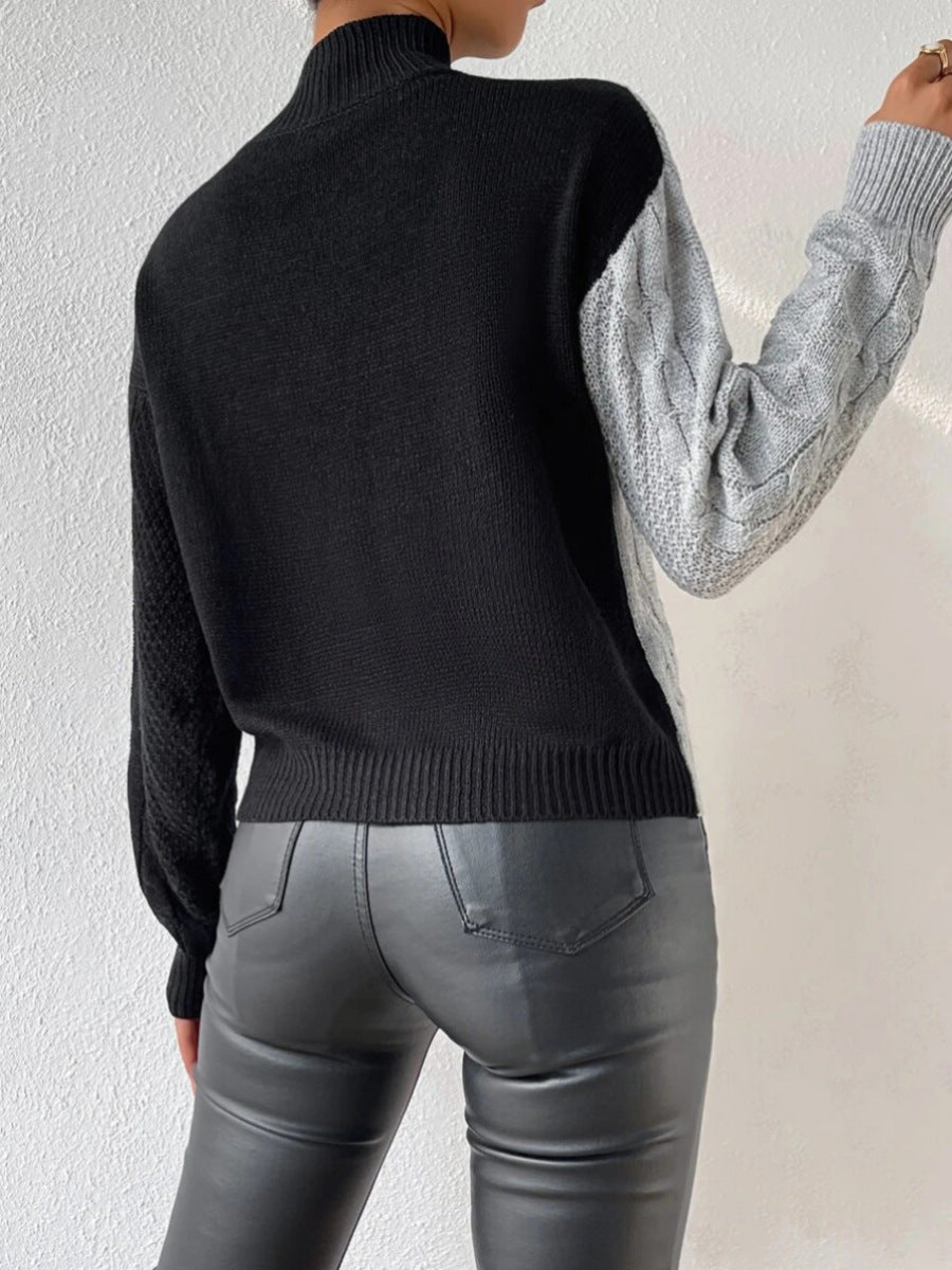 Chunky Knit Color Block Pullover Sweater