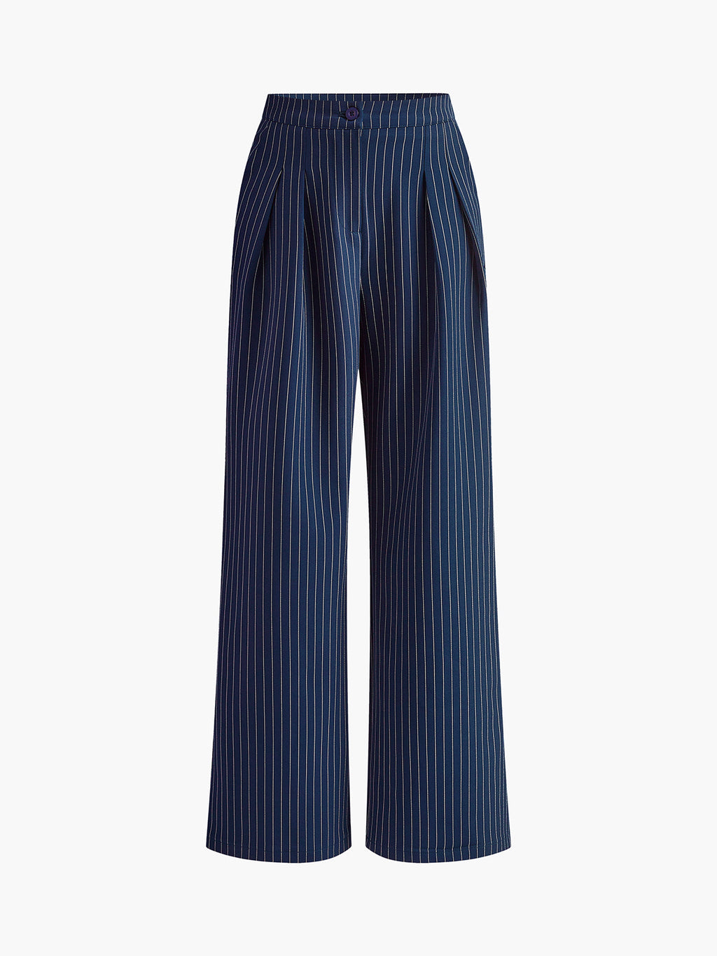 Chic Pinstripe Wide-Leg Trousers with Pleated Detail