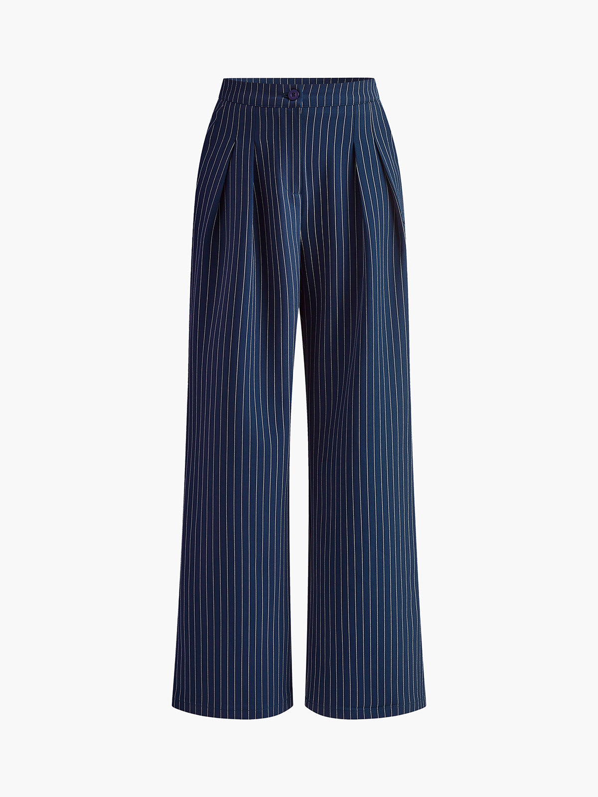 Chic Pinstripe Wide-Leg Trousers with Pleated Detail
