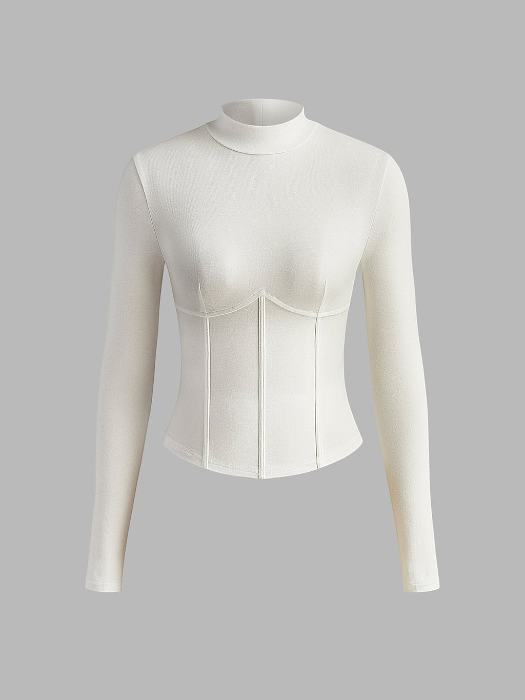 Piping Detail Mock Neck Slim Fit Tee