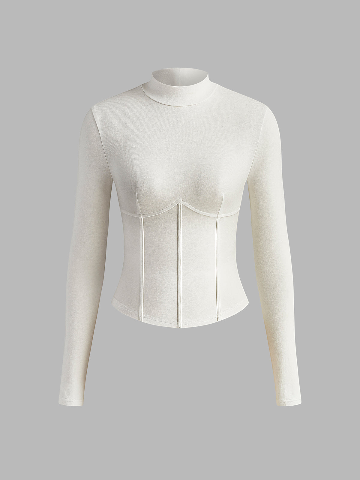 Piping Detail Mock Neck Slim Fit Tee