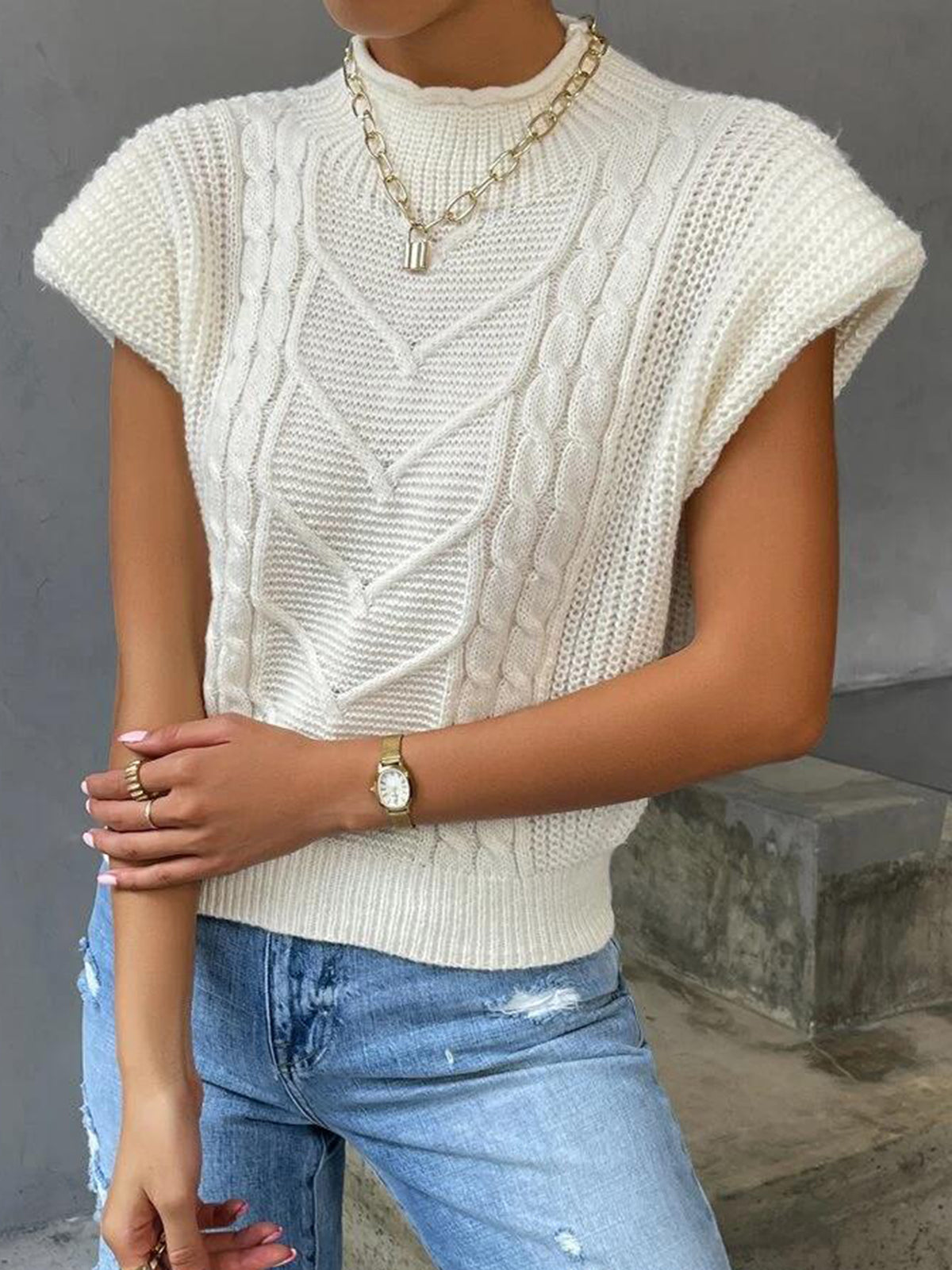 Chic Cap Sleeve Knit Sweater Vest