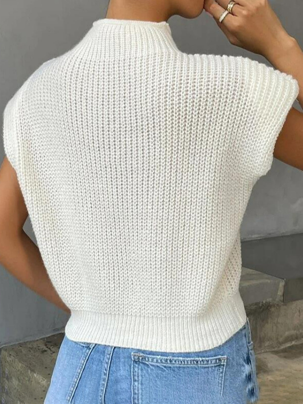 Chic Cap Sleeve Knit Sweater Vest