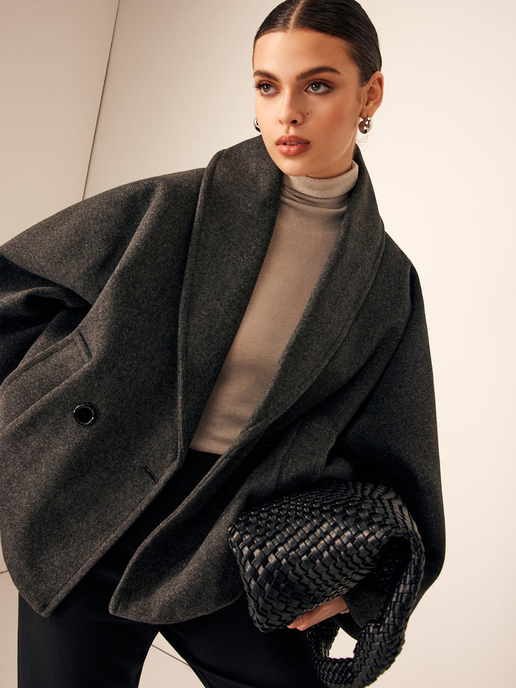 Chic Loose-Fit Tweed Coat with Pockets