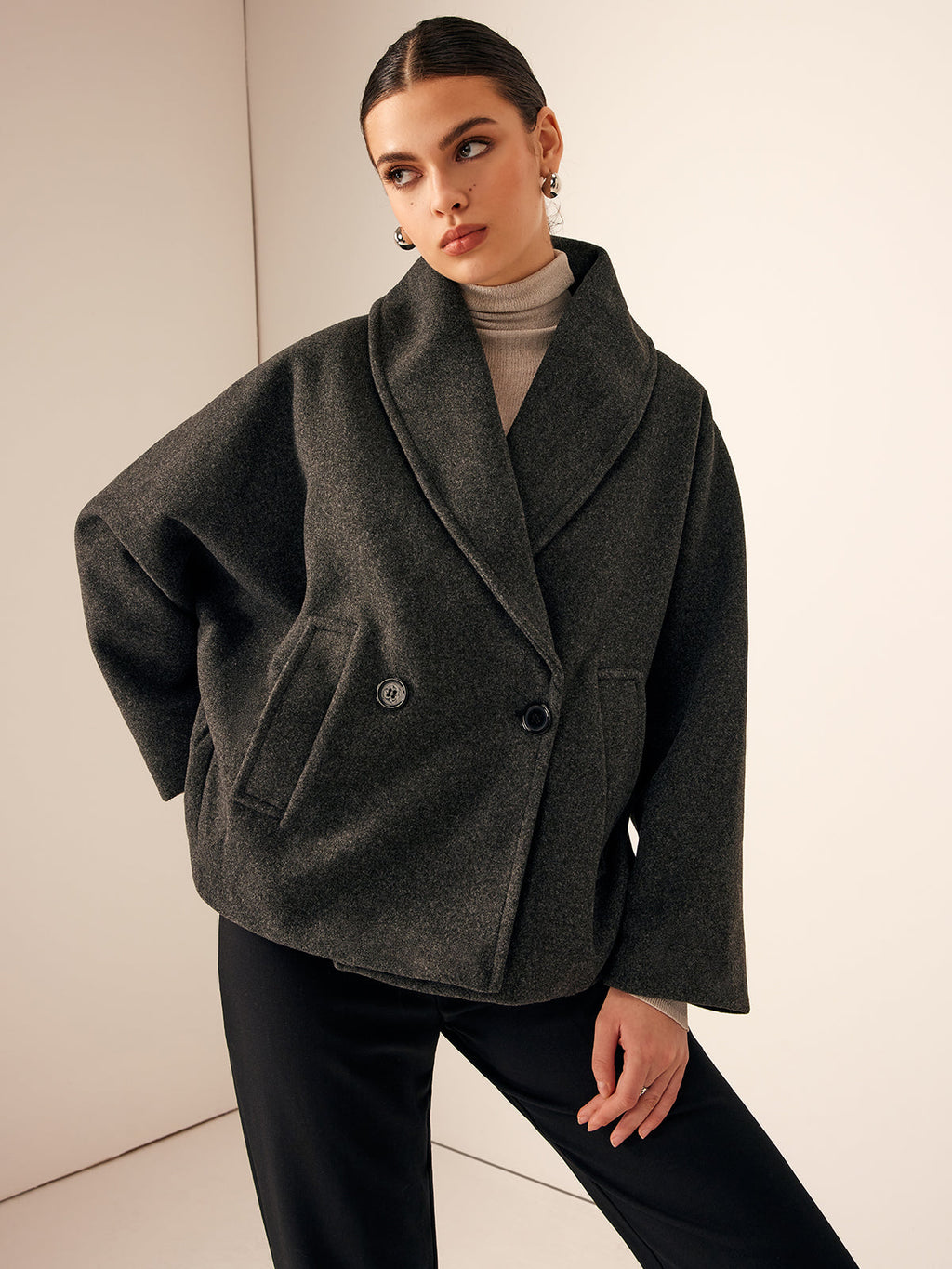 Chic Loose-Fit Tweed Coat with Pockets