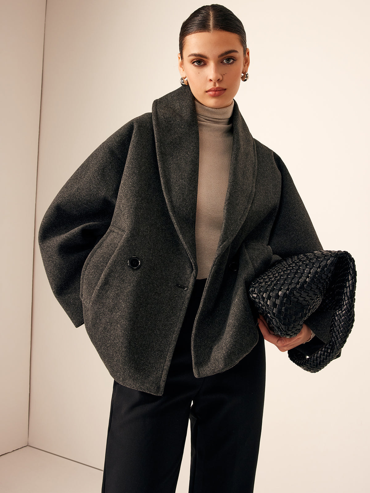 Chic Loose-Fit Tweed Coat with Pockets