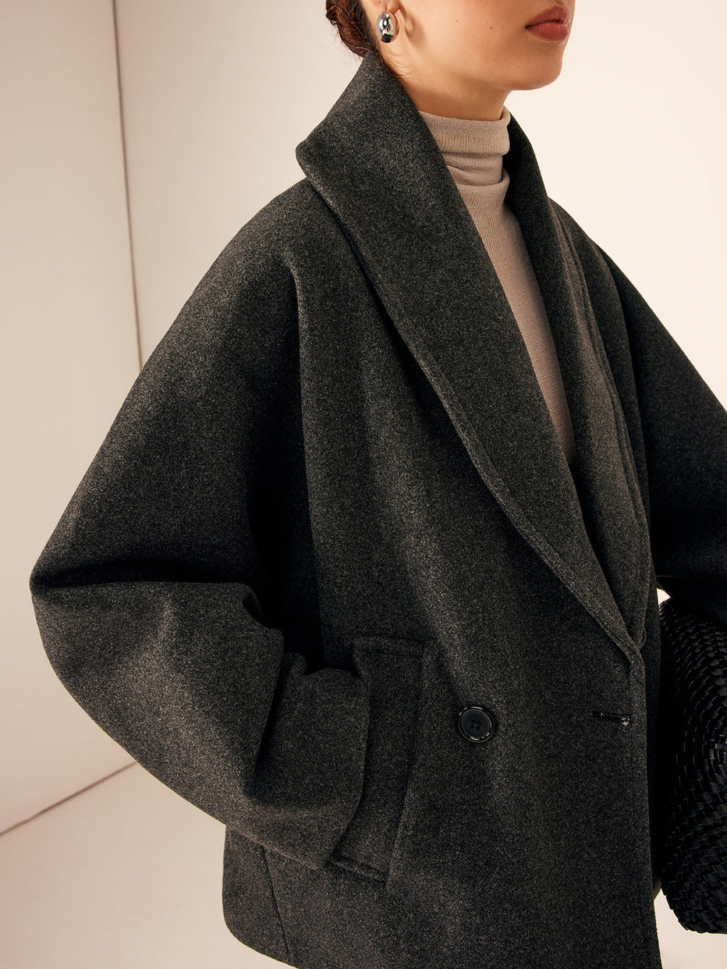 Chic Loose-Fit Tweed Coat with Pockets