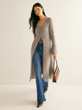 V-Neck Split Hem Sweater Dress with Layered Design