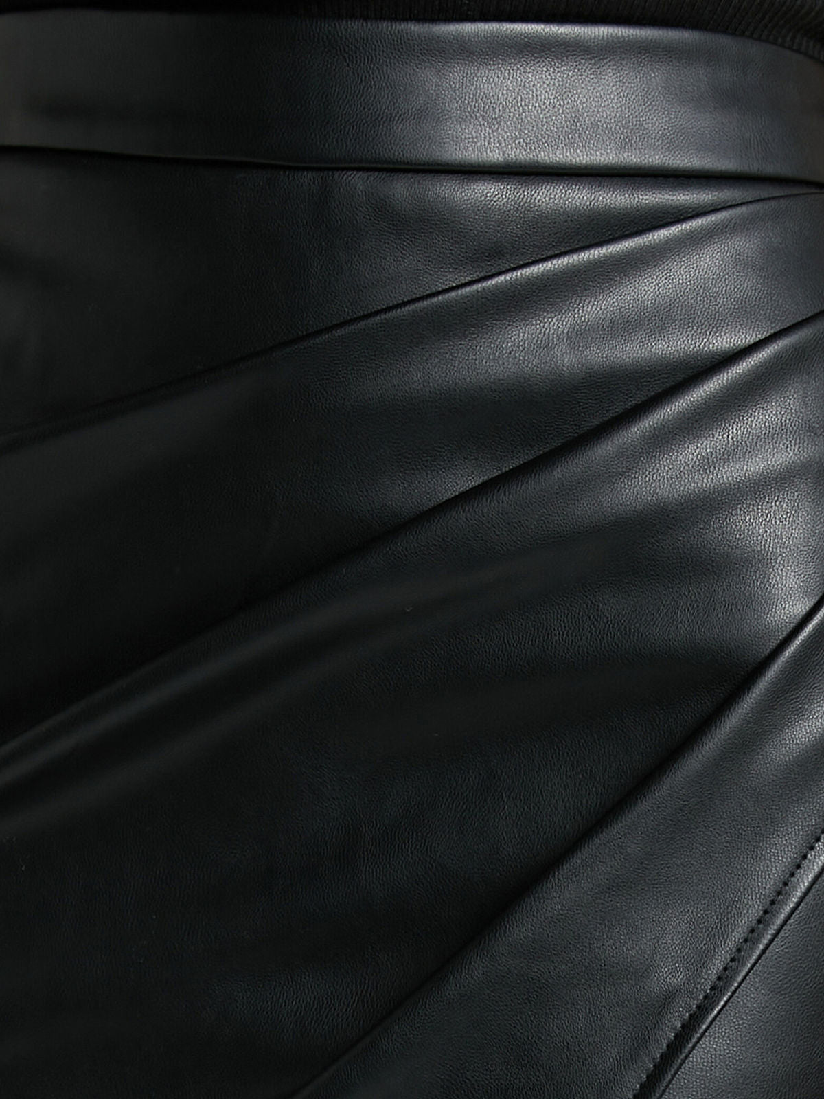 Asymmetrical Pleated Faux Leather Midi Skirt