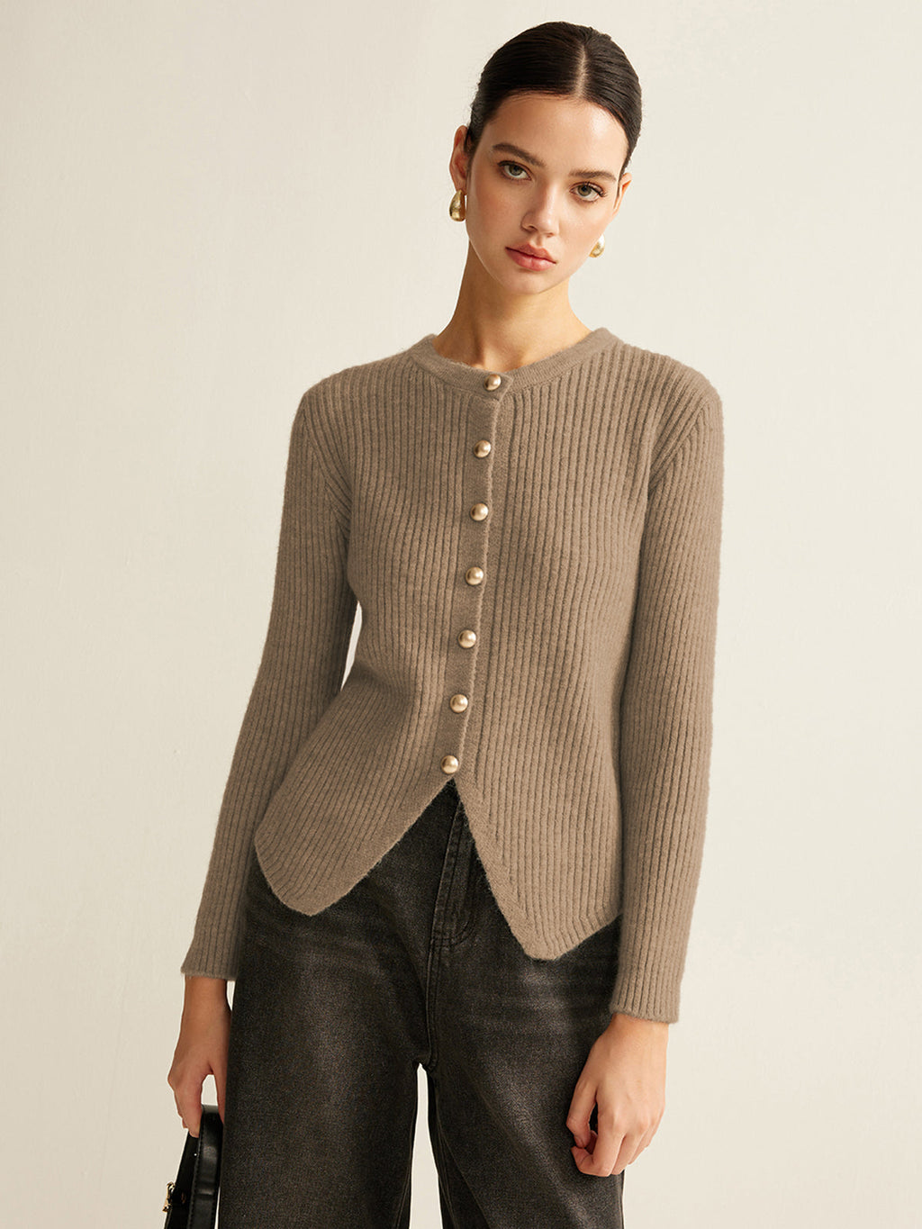 Chic Split Hem Button-Up Cardigan