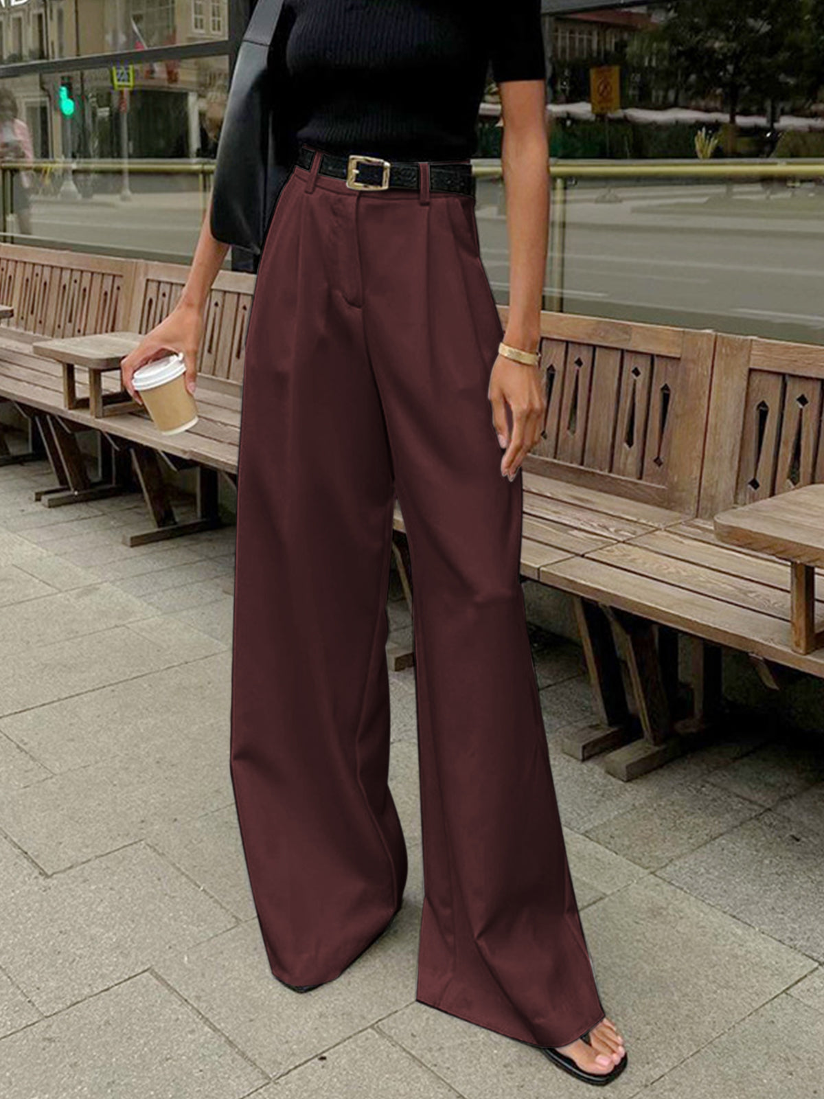 Chic High-Waisted Wide Leg Trousers