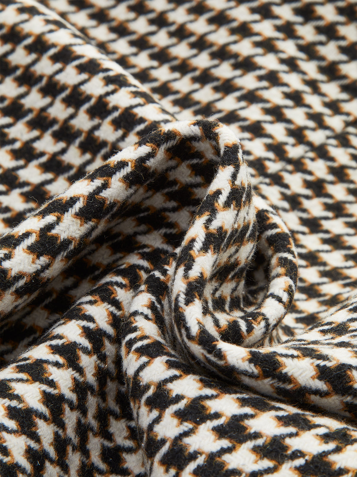Houndstooth Print Blazer with Waist Tie Detail
