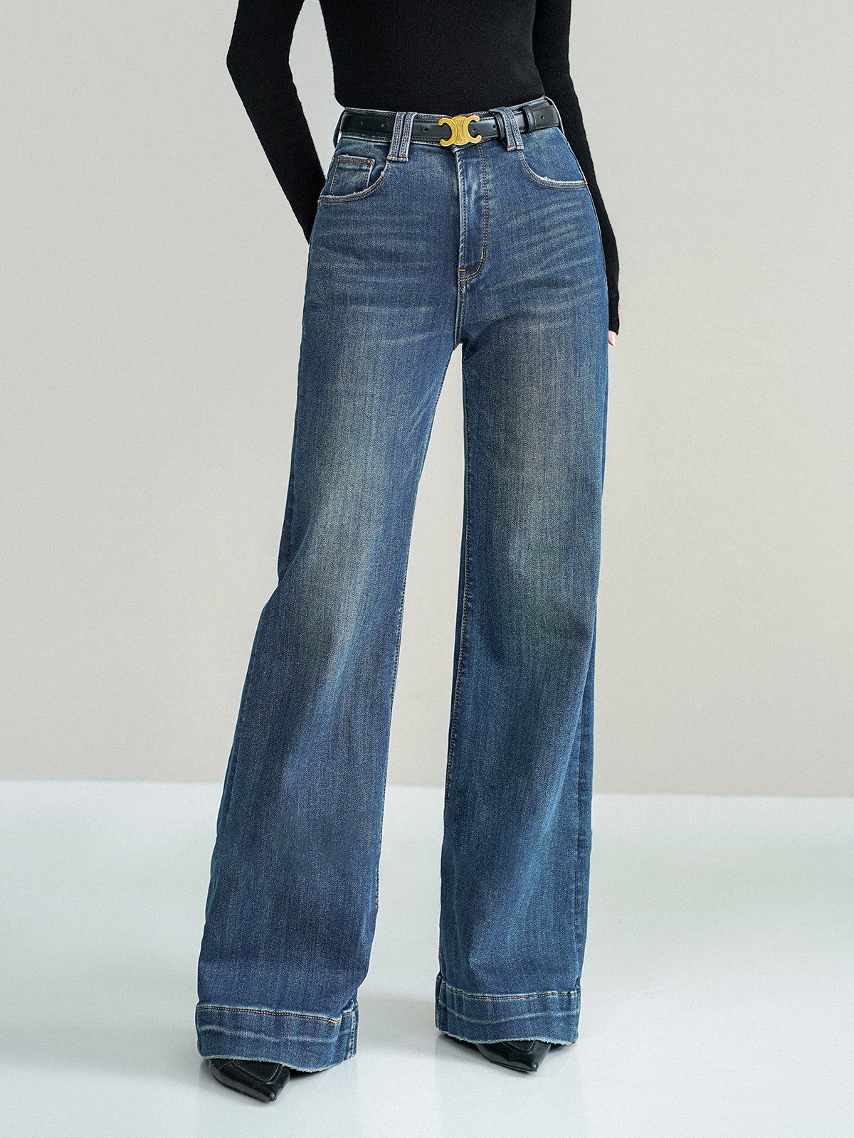 Classic Mid-Waist Bootcut Denim Jeans