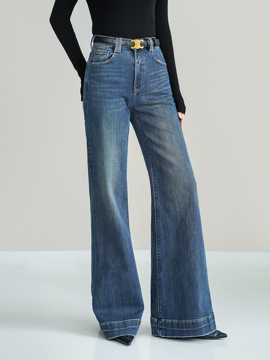 Classic Mid-Waist Bootcut Denim Jeans