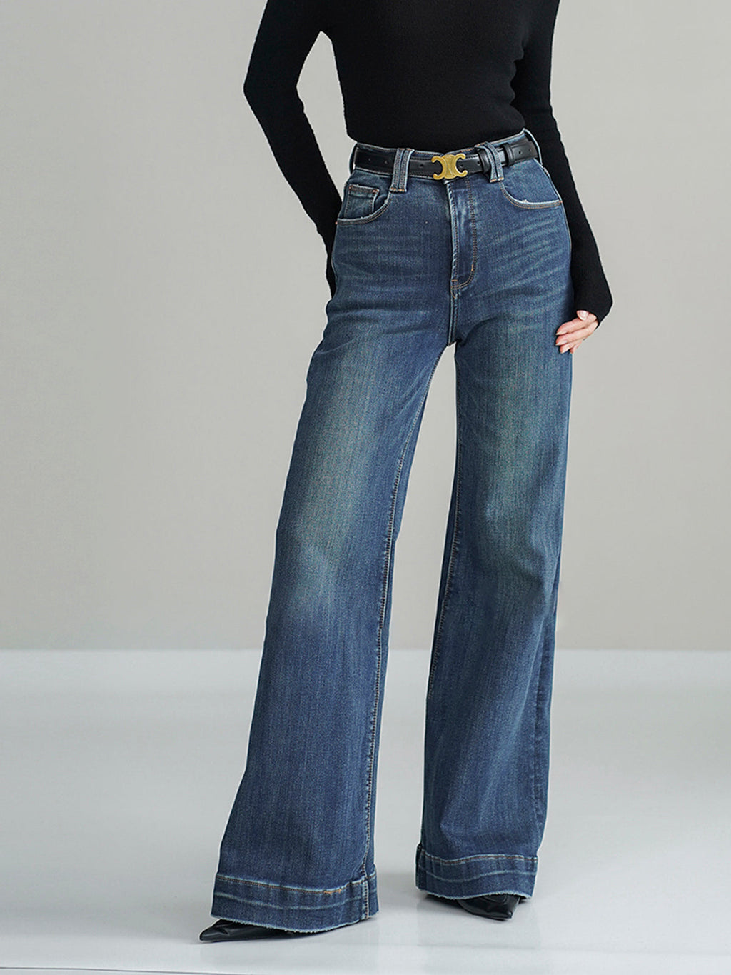 Classic Mid-Waist Bootcut Denim Jeans