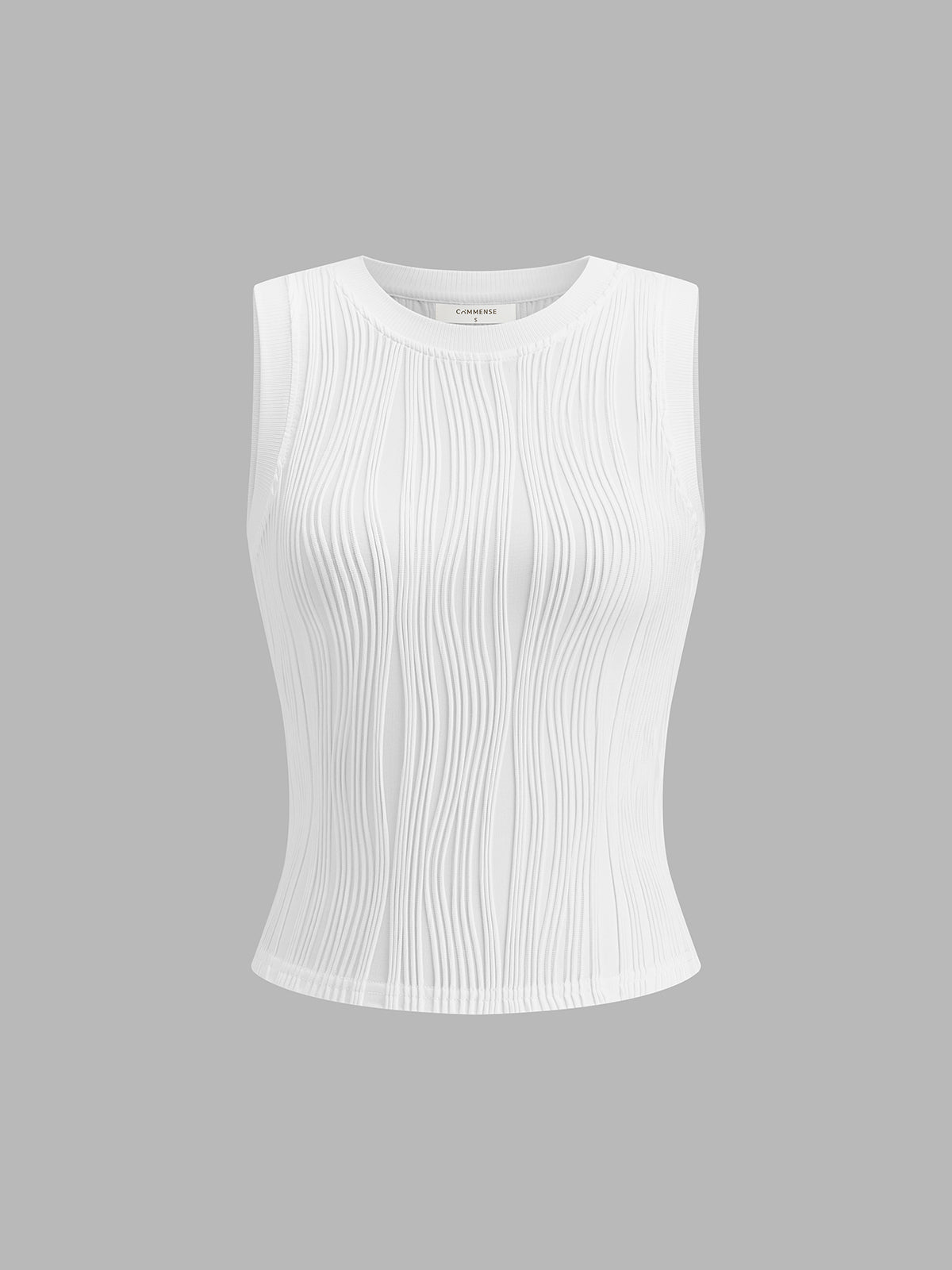 Wavy Textured Sleeveless Top in Solid Color