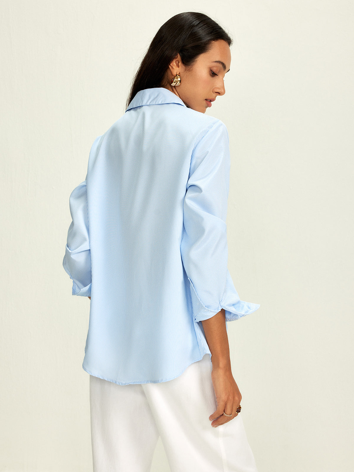 Tailored Pinstripe Shirt with Lapel Detail