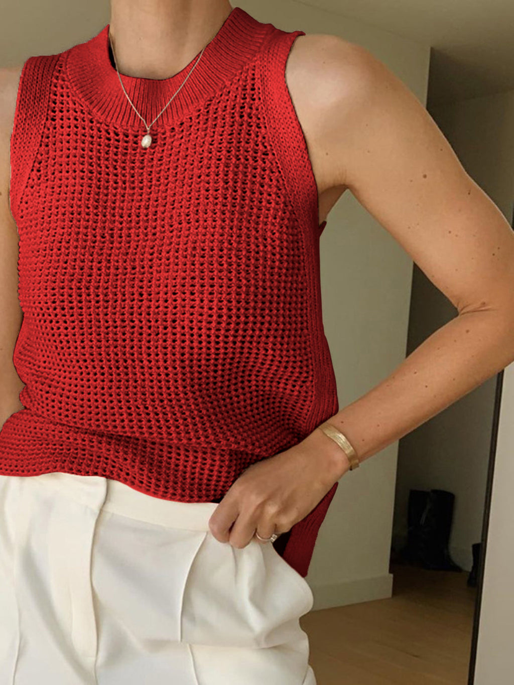 Chic Hollow Knit Tank Top