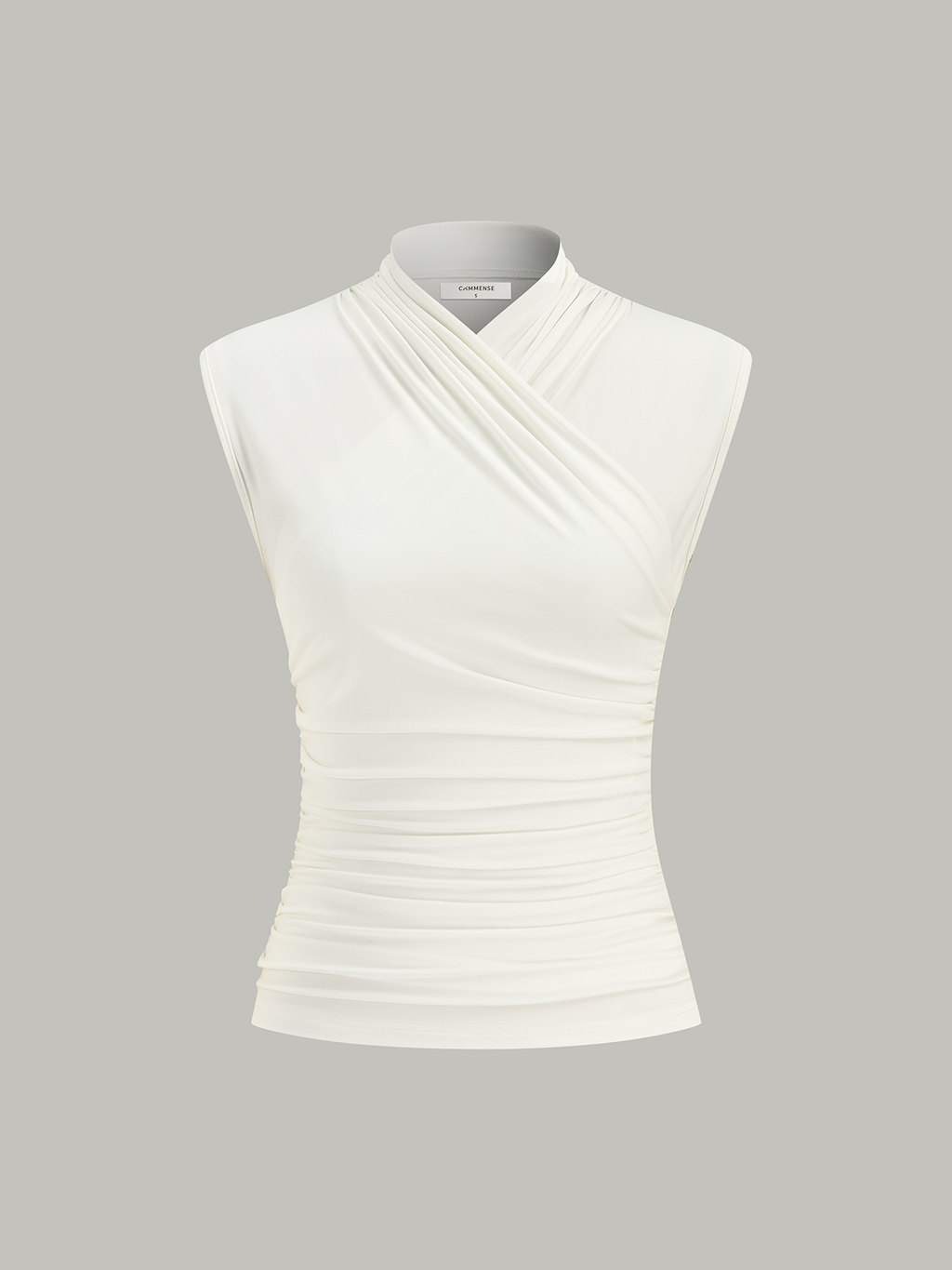 Ruched Cross Neck Fitted Tank Top