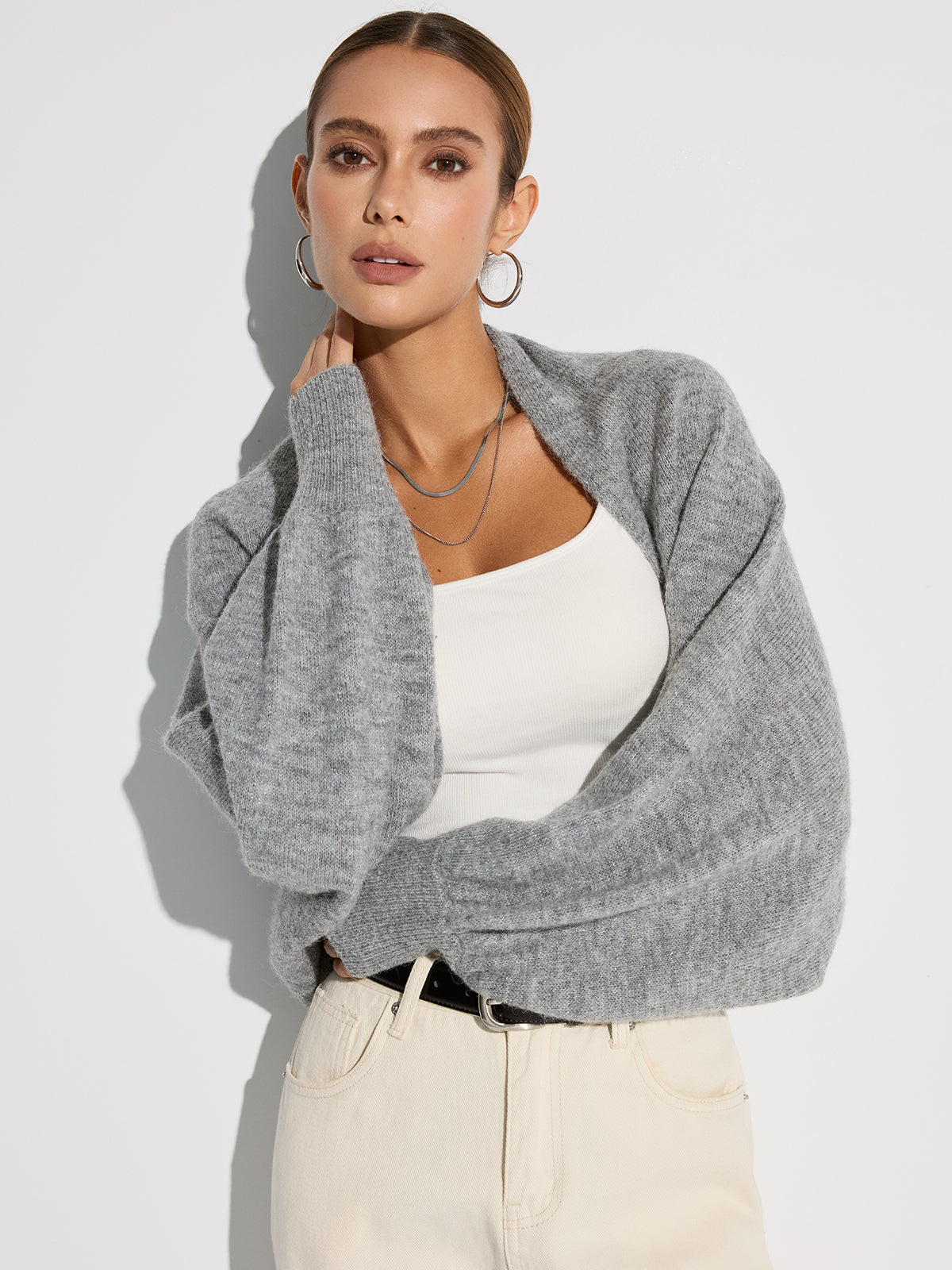 Cozy Oversized Batwing Sleeve Wool Blend Cardigan