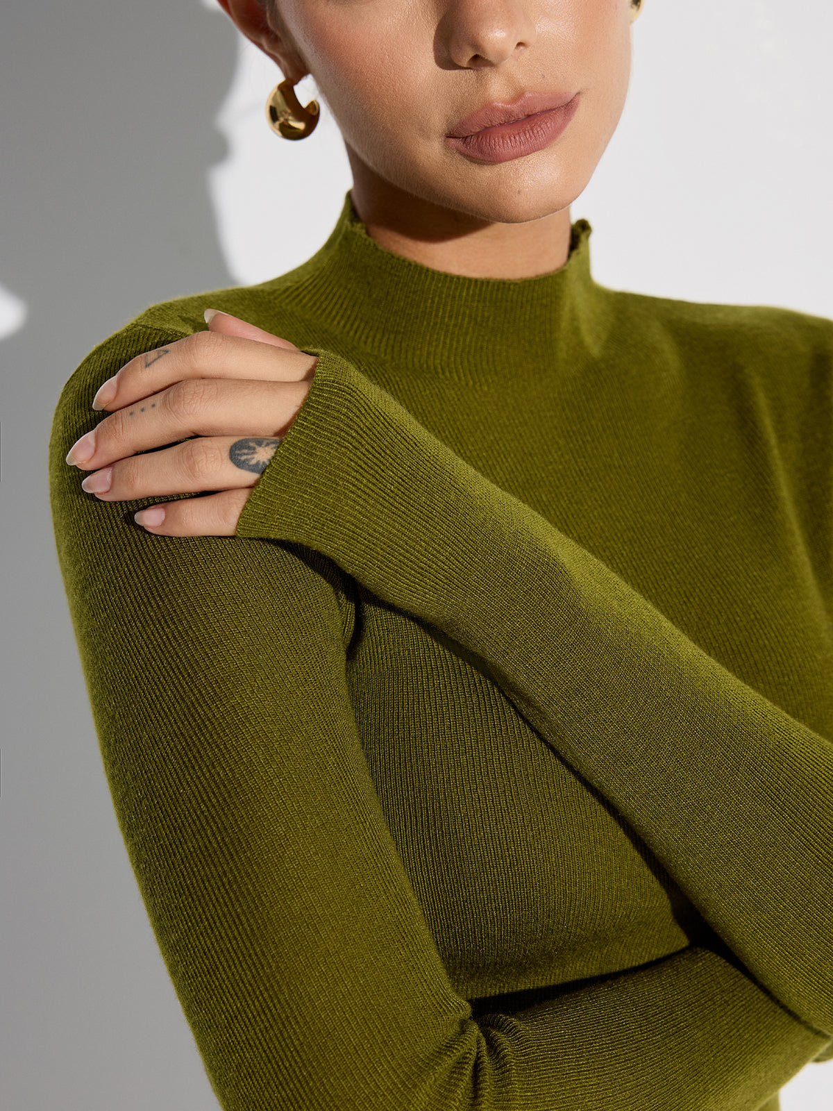 Chic Mock Neck Knit Top in Soft Wool Blend