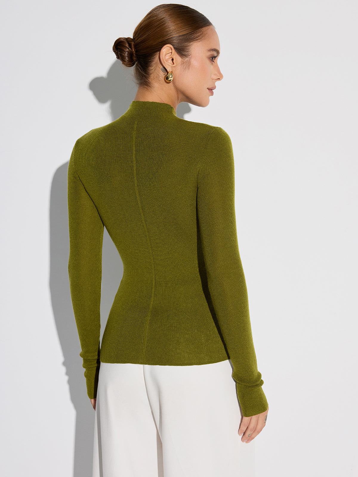 Chic Mock Neck Knit Top in Soft Wool Blend