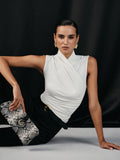 Ruched Cross Neck Fitted Tank Top