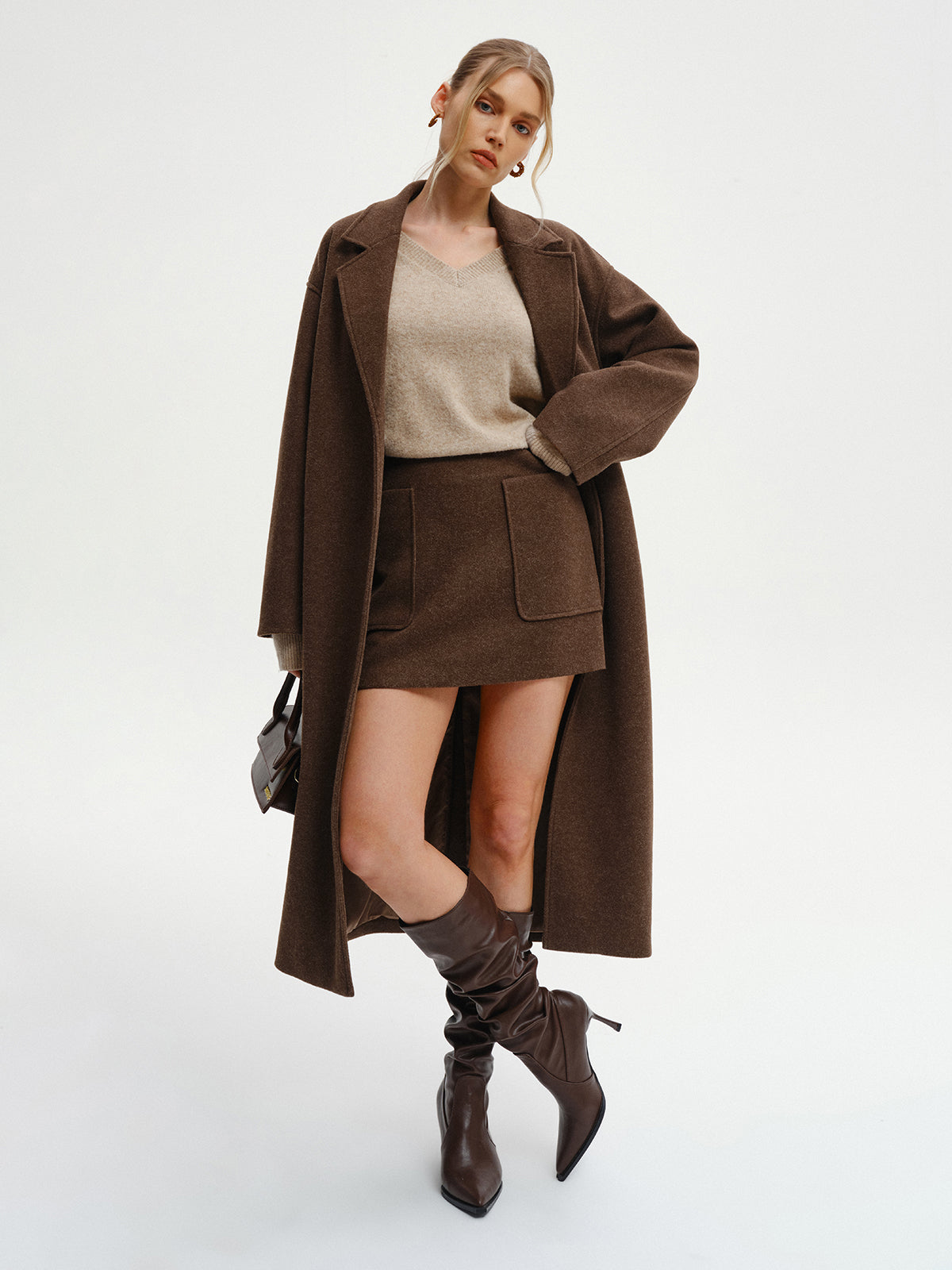 Chic Oversized Tweed Longline Coat