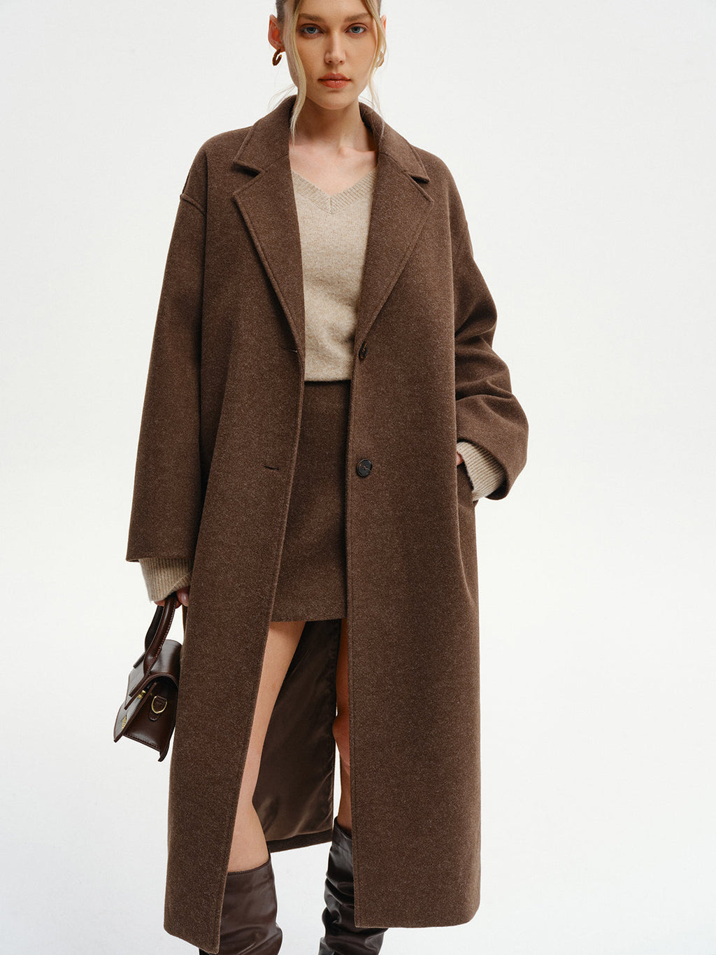 Chic Oversized Tweed Longline Coat