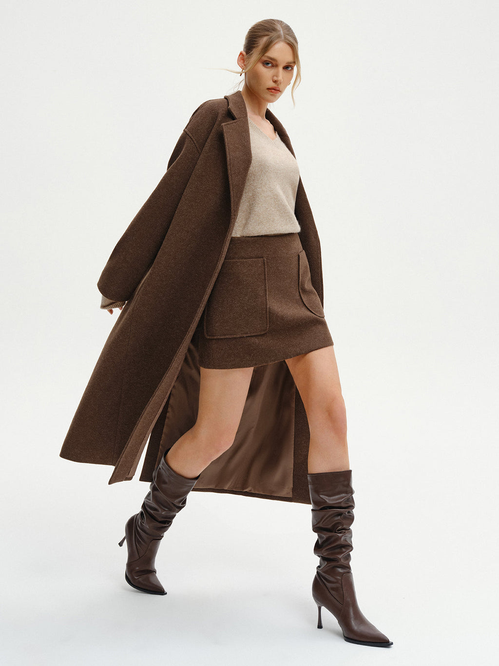 Chic Oversized Tweed Longline Coat
