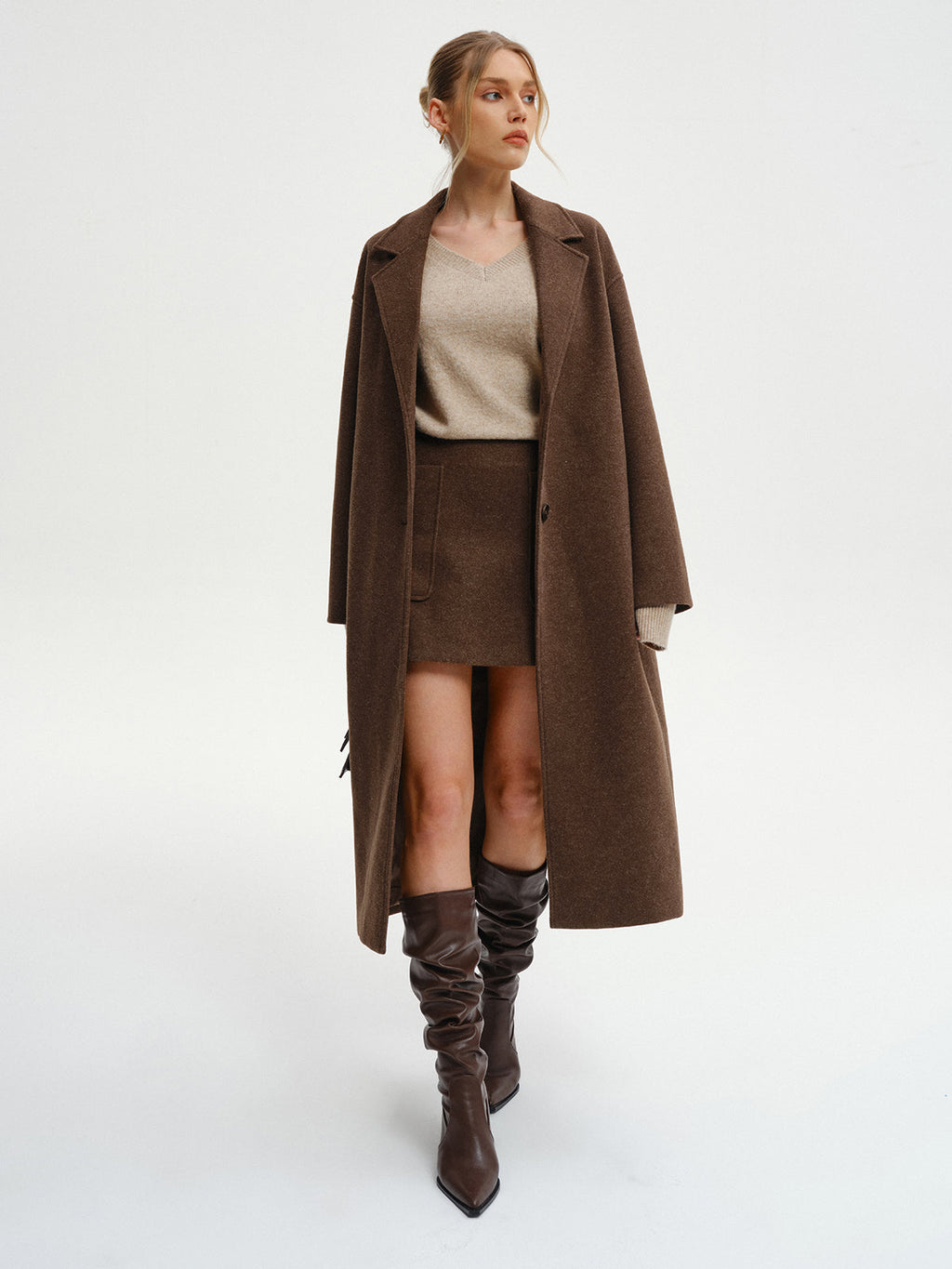 Chic Oversized Tweed Longline Coat