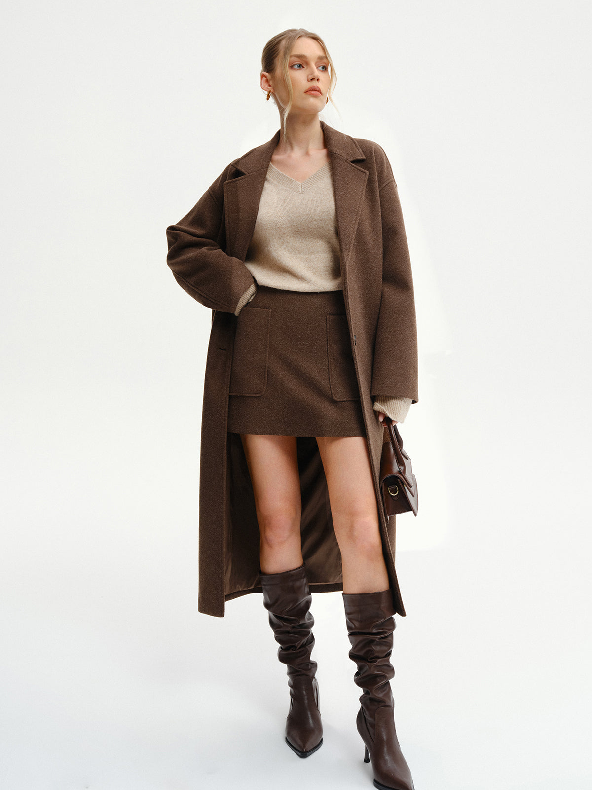 Chic Oversized Tweed Longline Coat