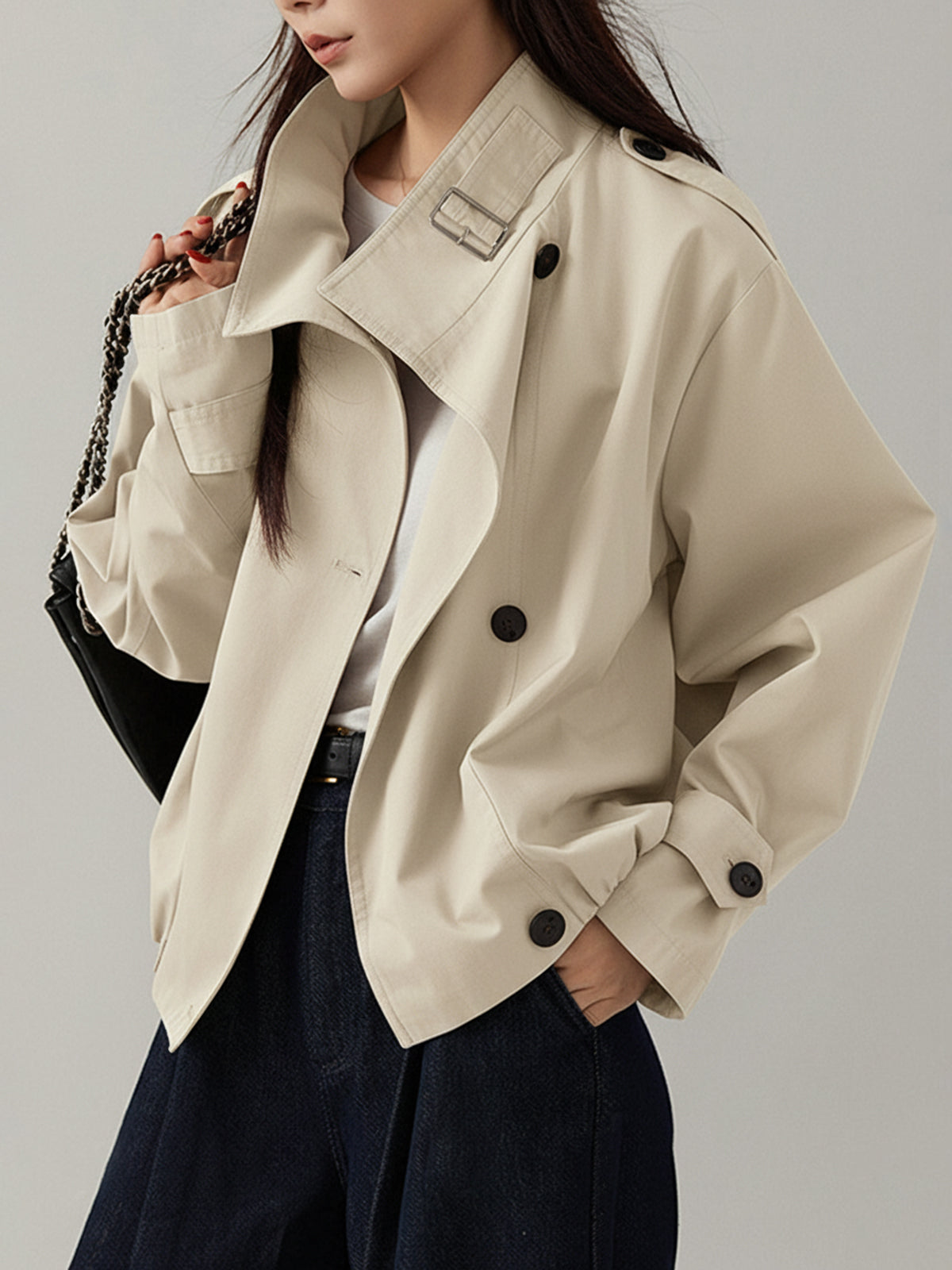 Relaxed Fit Vintage-Inspired Trench Coat